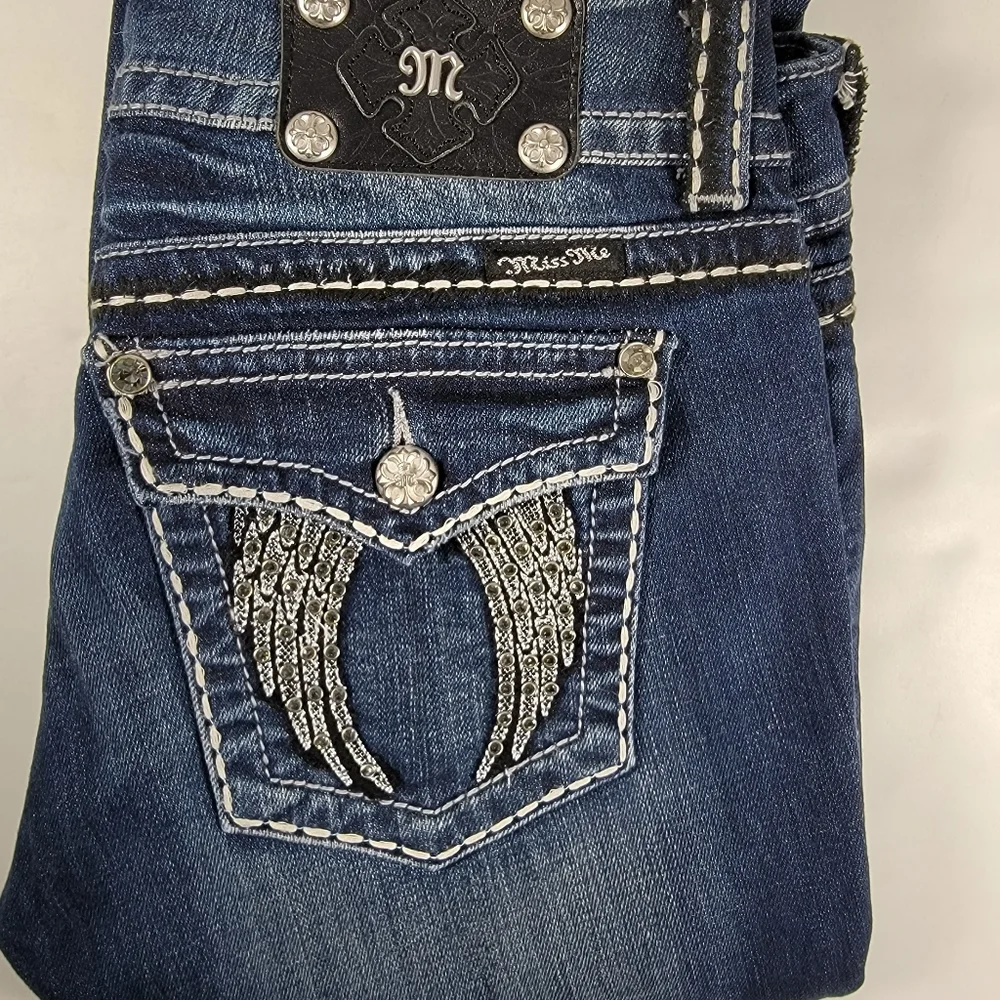 Miss Me Jeans Sz 29x35 Boot Cut Wing Embellished Women's